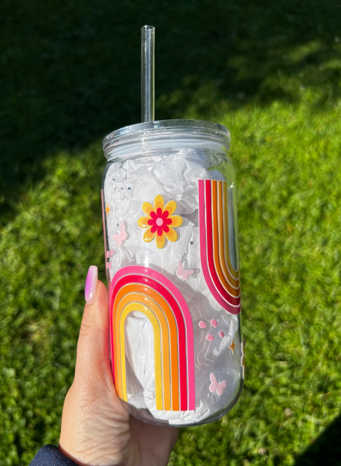 Retro Rainbow Acrylic Cup